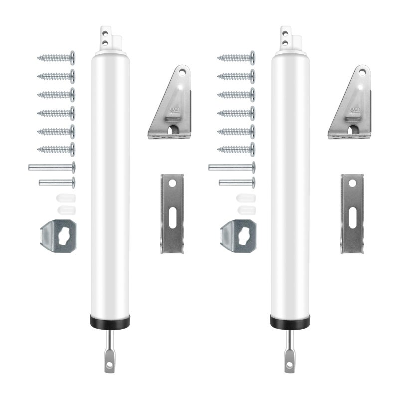 OXDFK 2 PCS Screen and Storm Door Closer Kit, Heavy Duty Pneumatic Screen and Storm Door Closer, Screen and Storm Door Push Button Latch Set Replacement Kit, Adjust Smooth Closing Speed (White) - Image 1